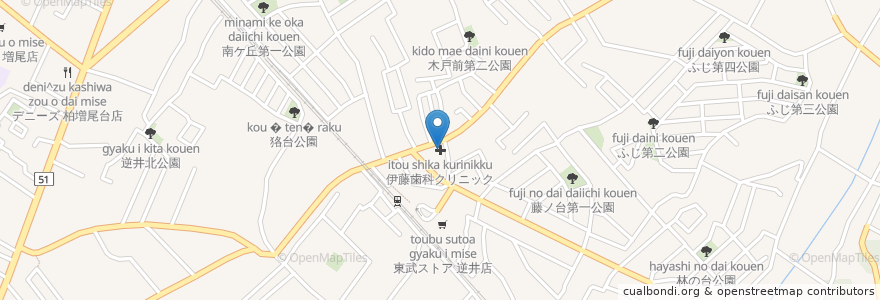 Mapa de ubicacion de 伊藤歯科クリニック en 日本, 千葉県, 柏市.