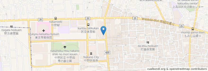 Mapa de ubicacion de カフェ・ベローチェ en Japão, Tóquio, 中野区.