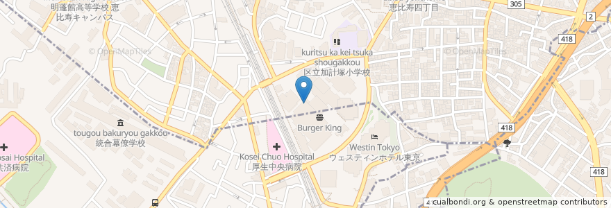 Mapa de ubicacion de エクセルシオール カフェ en 日本, 東京都, 目黒区.