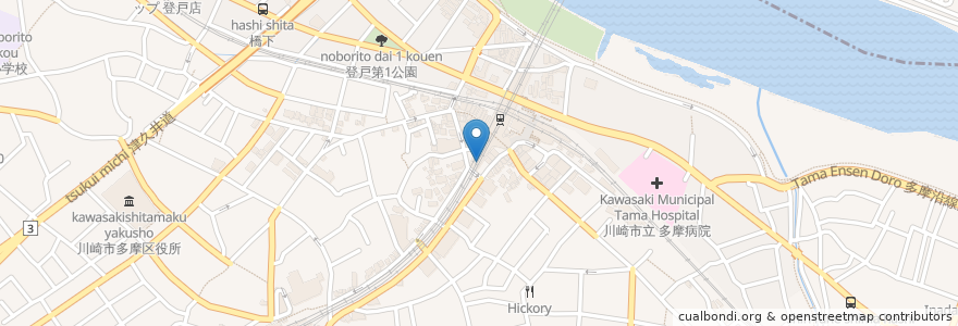 Mapa de ubicacion de 登戸第3駐輪場 en Japan, 神奈川県, 川崎市, 多摩区.