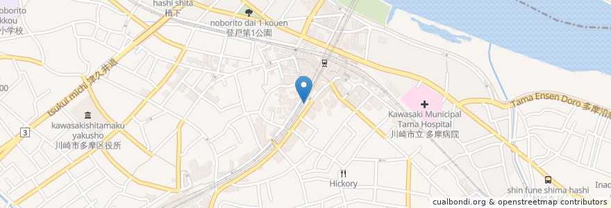 Mapa de ubicacion de 登戸駐輪場 en 日本, 神奈川県, 川崎市, 多摩区.