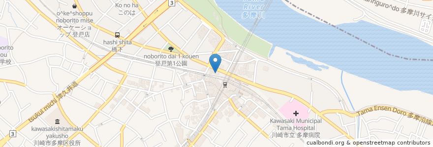 Mapa de ubicacion de 登戸駅周辺自転車等駐車場　第5施設 en Japan, 神奈川県, 川崎市, 多摩区.