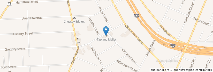 Mapa de ubicacion de Tap and Mallet en الولايات المتّحدة الأمريكيّة, نيويورك, Monroe County, Rochester.