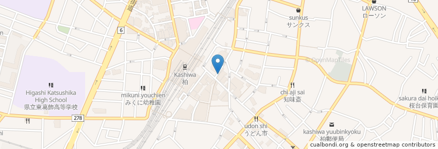 Mapa de ubicacion de マツモトキヨシ en 日本, 千葉県, 柏市.