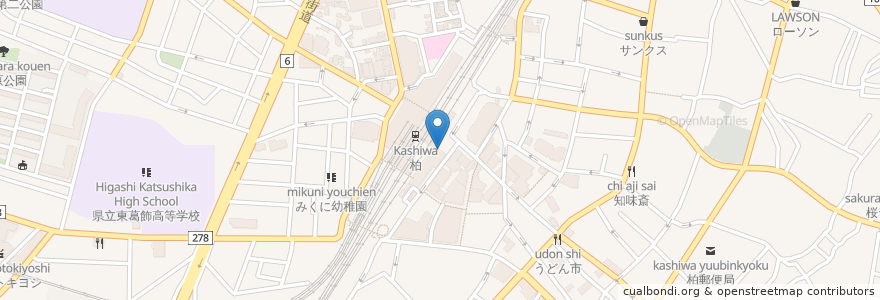 Mapa de ubicacion de スターバックス en Japon, Préfecture De Chiba, 柏市.