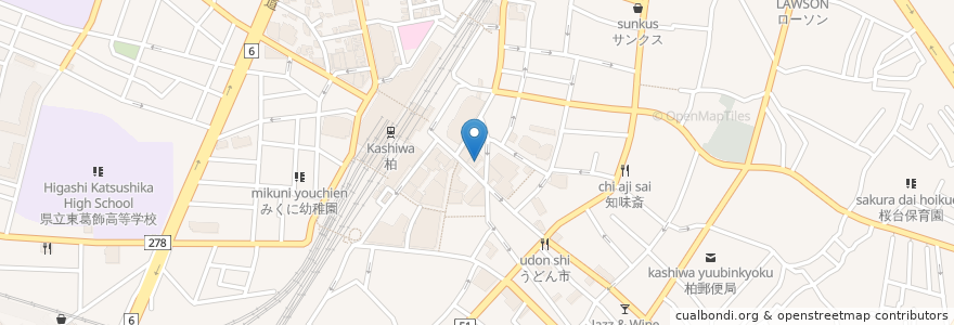 Mapa de ubicacion de みずほ銀行 en Japonya, 千葉県, 柏市.