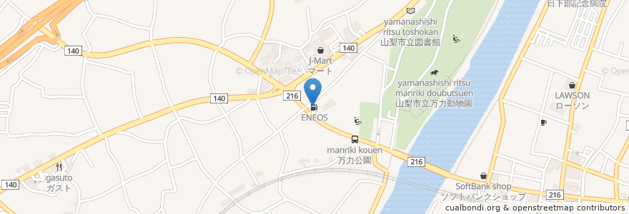 Mapa de ubicacion de ENEOS en Japón, Prefectura De Yamanashi, 山梨市.