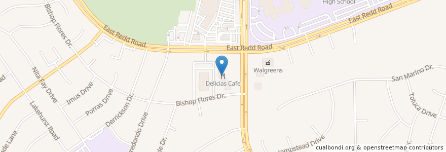 Mapa de ubicacion de Delicias Cafe en Stati Uniti D'America, Texas, El Paso County, El Paso.