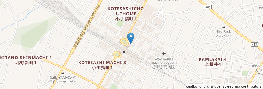 Mapa de ubicacion de 埼玉りそな銀行 en Japan, 埼玉県, 所沢市.
