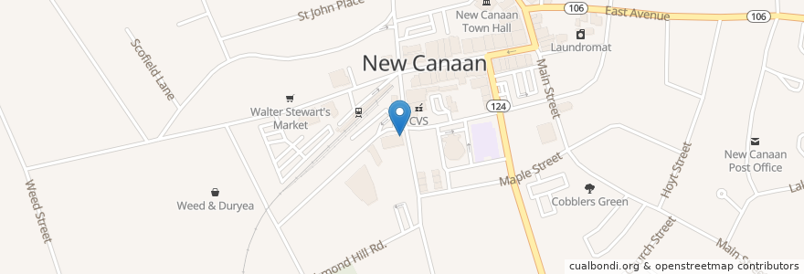 Mapa de ubicacion de New Canaan Post Office en 美利坚合众国/美利堅合眾國, 康涅狄格州 / 康乃狄克州, Fairfield County, New Canaan.