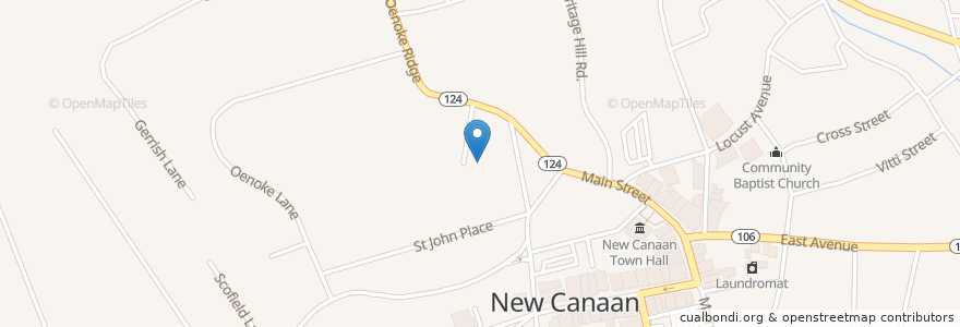 Mapa de ubicacion de The Congregational Church of New Canaan en Amerika Syarikat, Connecticut, Fairfield County, New Canaan.