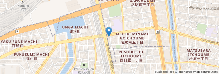 Mapa de ubicacion de 麺処 葉栗屋本店 en Japón, Prefectura De Aichi, Nagoya, 中村区.