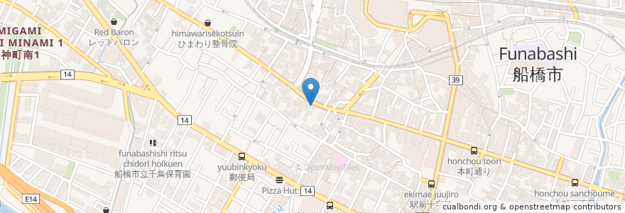 Mapa de ubicacion de Miura en اليابان, 千葉県, 船橋市.