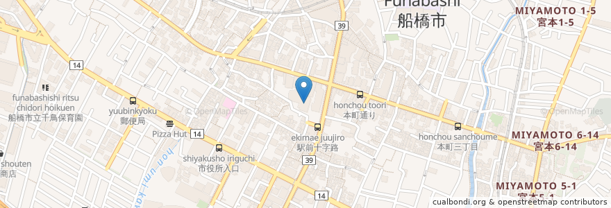 Mapa de ubicacion de 中央公民館 en Japan, Präfektur Chiba, 船橋市.
