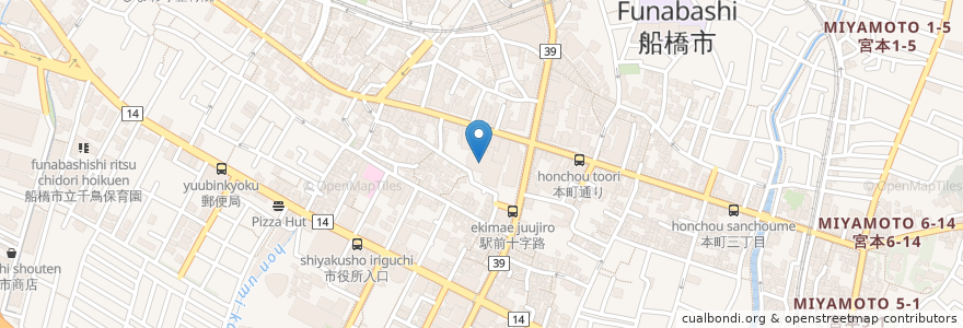 Mapa de ubicacion de 船橋市民文化ホール en اليابان, 千葉県, 船橋市.