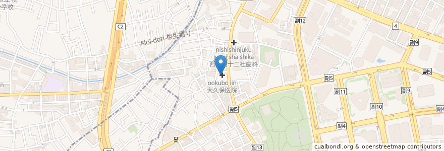 Mapa de ubicacion de 大久保医院 en 일본, 도쿄도.