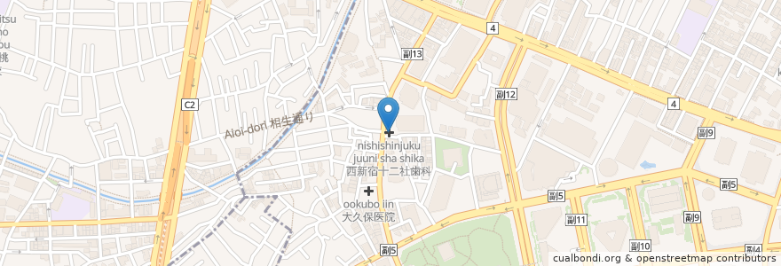 Mapa de ubicacion de 西新宿十二社歯科 en 일본, 도쿄도.