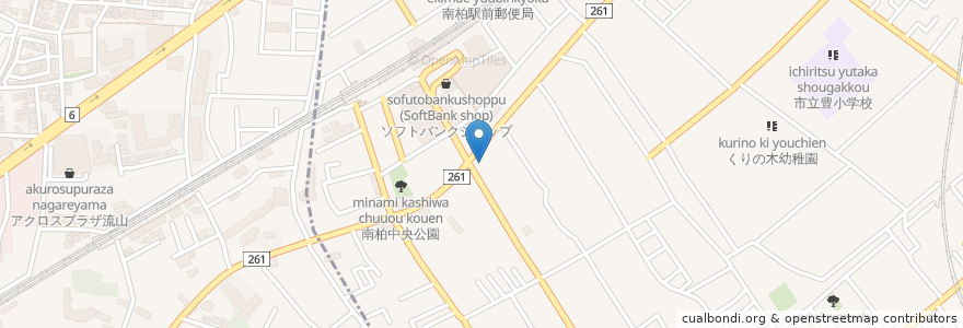 Mapa de ubicacion de 柏新宿整形外科 en Japonya, 千葉県, 柏市.
