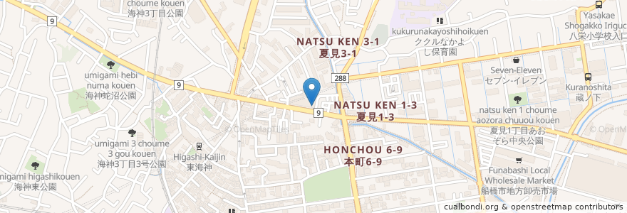 Mapa de ubicacion de 銚子丸 en اليابان, 千葉県, 船橋市.
