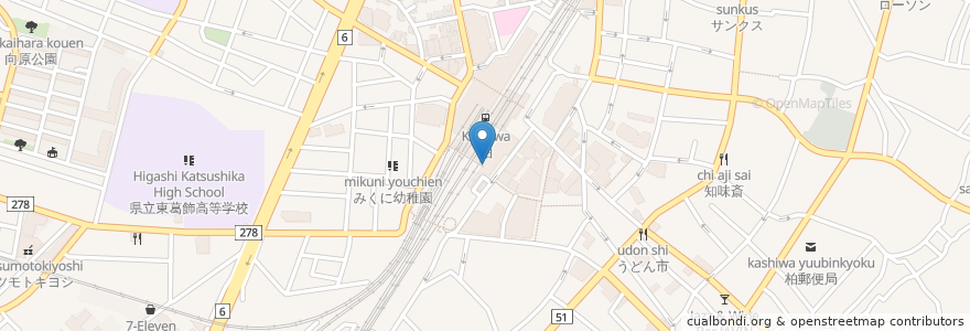Mapa de ubicacion de サブウェイ en Japão, 千葉県, 柏市.