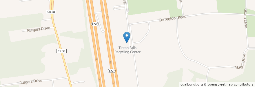 Mapa de ubicacion de Tinton Falls Recycling Center en الولايات المتّحدة الأمريكيّة, نيو جيرسي, Monmouth County, Tinton Falls.