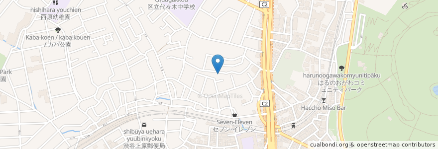 Mapa de ubicacion de 椿森神社 en Japonya, 東京都, 渋谷区.