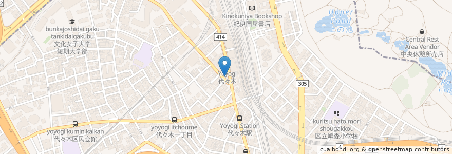 Mapa de ubicacion de ドトールコーヒーショップ en اليابان, 東京都, 新宿区, 渋谷区.