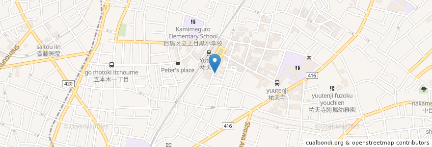 Mapa de ubicacion de 城南信用金庫 en Japonya, 東京都, 目黒区.