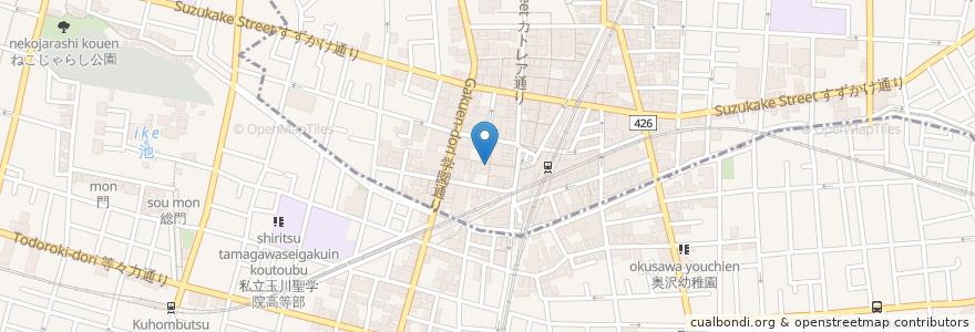 Mapa de ubicacion de マクドナルド en 日本, 東京都, 目黒区, 世田谷区.