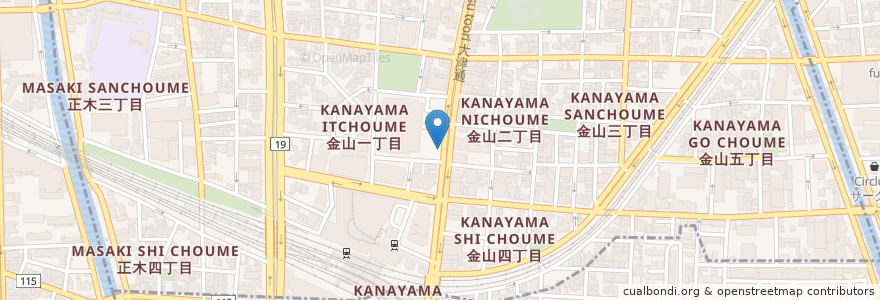 Mapa de ubicacion de 市民会館前公衆 en Giappone, Prefettura Di Aichi, 名古屋市, 中区.