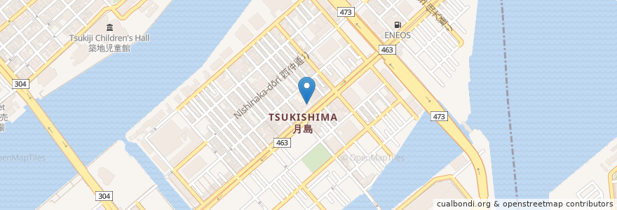 Mapa de ubicacion de モスバーガー月島店 en Japon, Tokyo, 中央区.