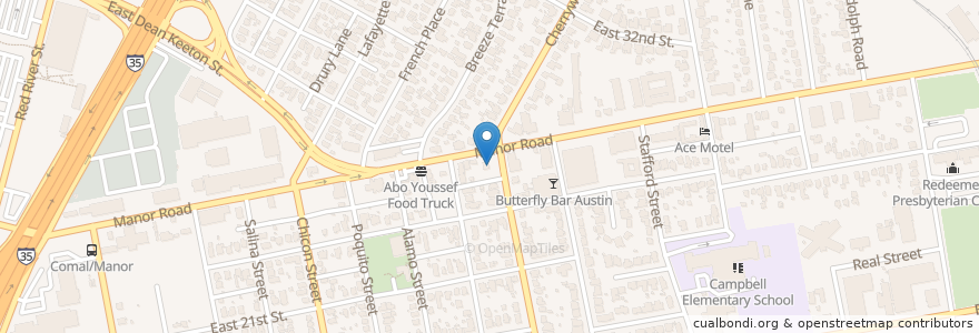 Mapa de ubicacion de El Chilito Cafe y Cantina en 미국, 텍사스, Travis County, Austin.