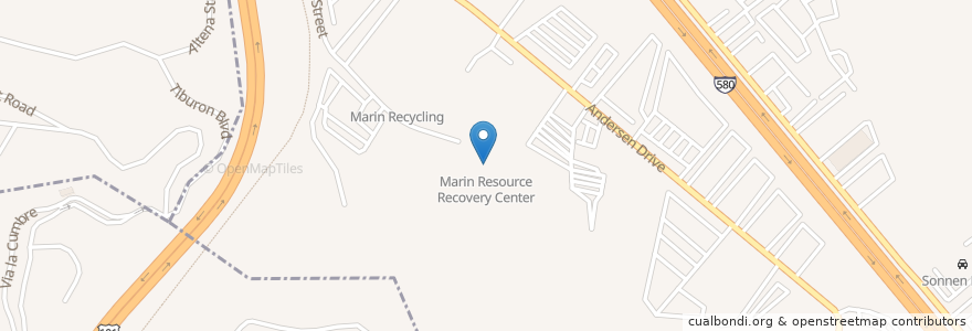 Mapa de ubicacion de Marin Resource Recovery Center en 미국, 캘리포니아주, Marin County.