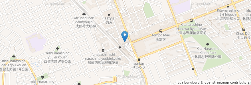 Mapa de ubicacion de マツモトキヨシ en 日本, 千葉県, 船橋市.
