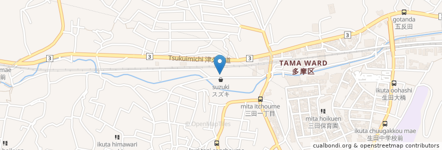 Mapa de ubicacion de ウエルパーク 川崎生田店 en اليابان, كاناغاوا, 川崎市, 多摩区.