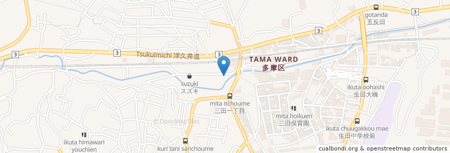 Mapa de ubicacion de Meiji University Ikuta Guesthouse en Japan, Kanagawa Prefecture, Kawasaki, Tama Ward.