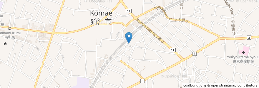 Mapa de ubicacion de サンドラッグ en 日本, 東京都, 狛江市.
