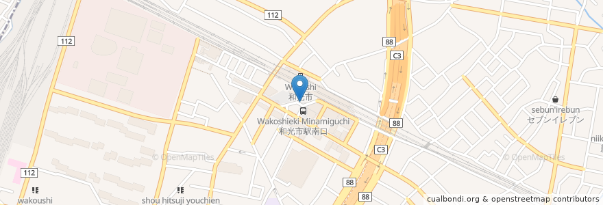 Mapa de ubicacion de 和光市駅南口 en 日本, 埼玉県, 和光市.