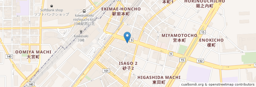 Mapa de ubicacion de みずほ銀行 en Japonya, 神奈川県, 川崎市.