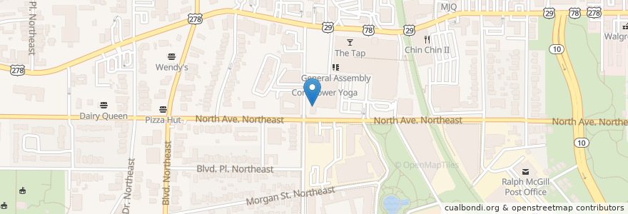 Mapa de ubicacion de The Dancing Goats® Coffee Bar @ Ponce City Market en アメリカ合衆国, ジョージア州, Fulton County, Atlanta.