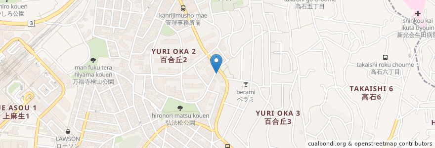 Mapa de ubicacion de 麻生キリスト教会 en Japonya, 神奈川県, 川崎市, 麻生区.