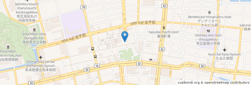 Mapa de ubicacion de 中央公園地下駐車場 en ژاپن, 高知県, 高知市.