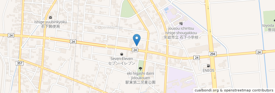 Mapa de ubicacion de 元気寿司 en Jepun, 茨城県, 常総市.