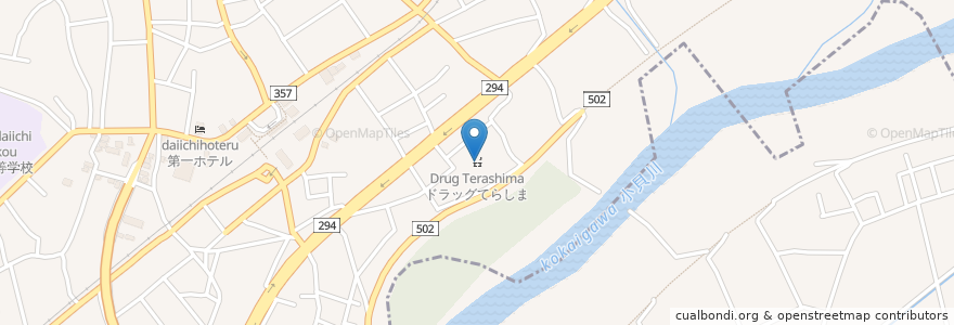 Mapa de ubicacion de ドラッグてらしま en Japan, Präfektur Ibaraki, 常総市.