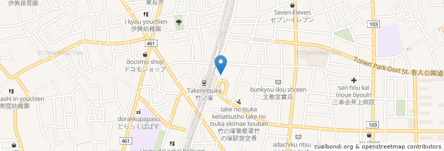 Mapa de ubicacion de ケンタッキーフライドチキン en Japon, Tokyo, 足立区.