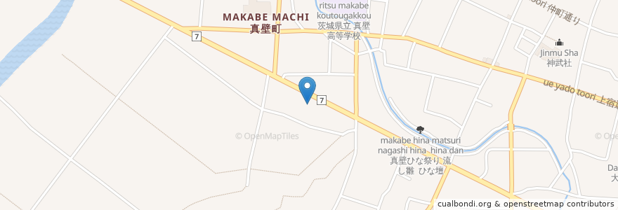 Mapa de ubicacion de 真壁郵便局 en Japon, Préfecture D'Ibaraki, 桜川市.