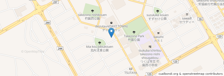Mapa de ubicacion de ウエルシア薬局 en 日本, 茨城県, 筑波市.