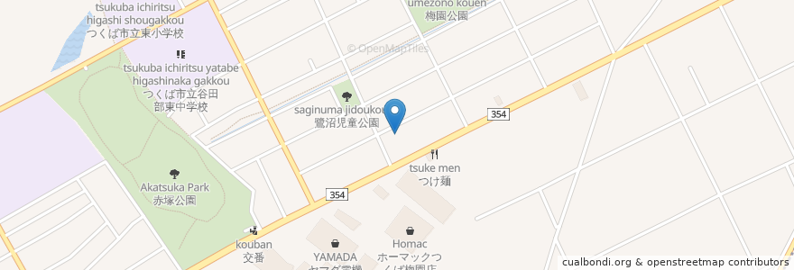 Mapa de ubicacion de ドラッグてらしま (Drug Terashima) en Japan, Präfektur Ibaraki, つくば市.