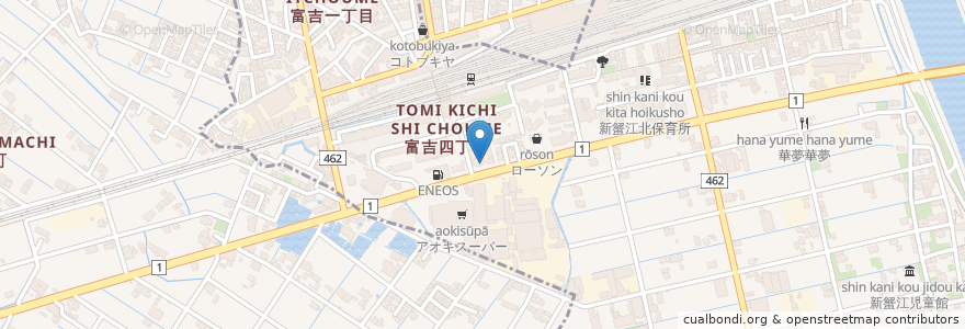 Mapa de ubicacion de 台湾料理天豊 en 日本, 愛知県, 愛西市, 海部郡, 蟹江町.