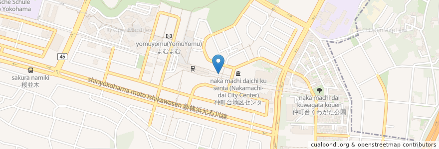 Mapa de ubicacion de 仲町台駐輪場 en Japonya, 神奈川県, 横浜市, 都筑区.